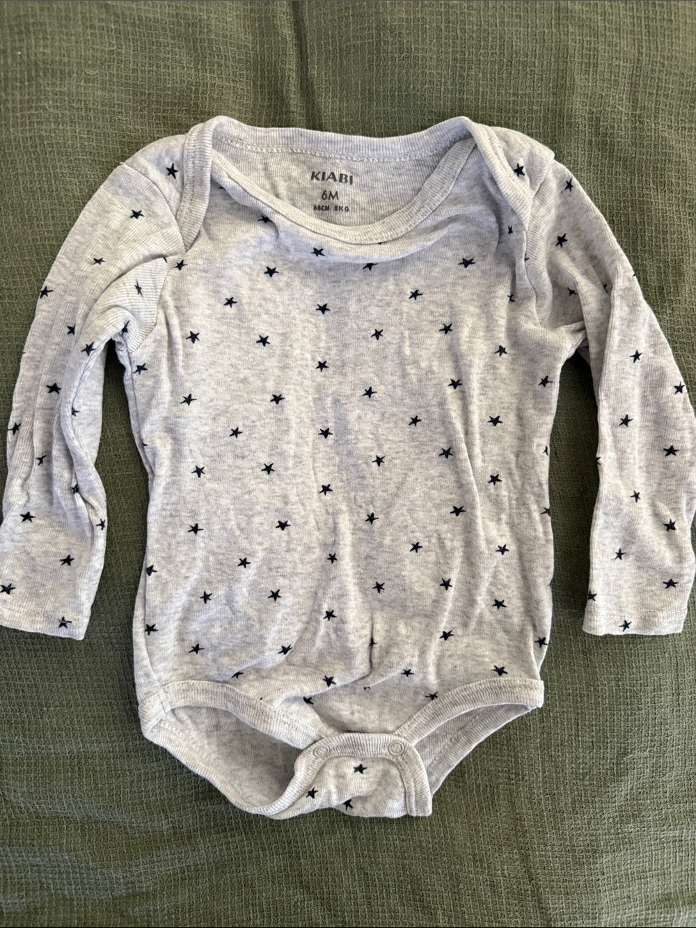 KIABI Gray Star-Print Long-Sleeve Baby Bodysuit